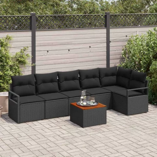 vidaXL Kerti Kanapé Szett 7 pcs Fekete