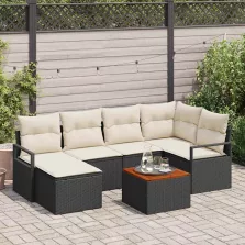 vidaXL Kerti Kanapé Szett 7 pcs Fekete és fehér