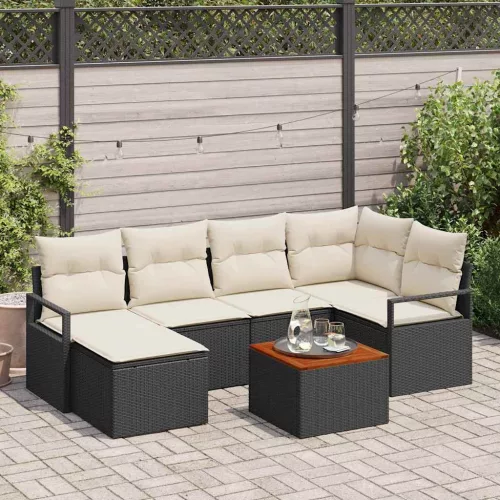 vidaXL Kerti Kanapé Szett 7 pcs Fekete és fehér