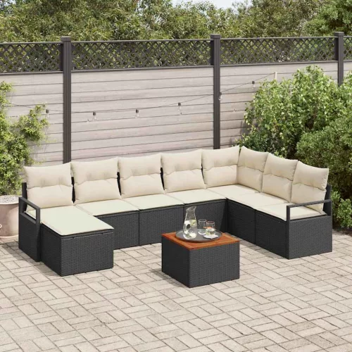 vidaXL Kerti Kanapé Szett 9 pcs Fekete és fehér