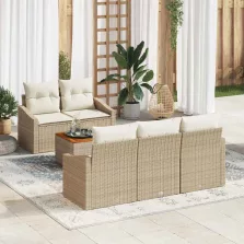   vidaXL Kerti Kanapészett 6 pcs Beige, fehér 55 x 55 x 37 cm