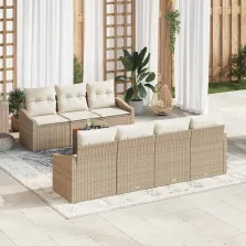 vidaXL Kerti Kanapé Szett 8 pcs Beige, fehér