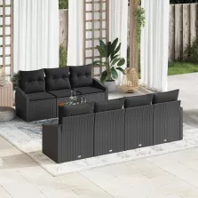 vidaXL Kerti Kanapé Szett 8 pcs Fekete