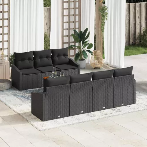 vidaXL Kerti Kanapé Szett 8 pcs Fekete