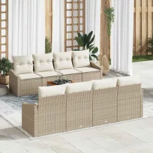   vidaXL Kerti Kanapé Szett 7 pcs Beige, fehér 55 x 55 x 37 cm