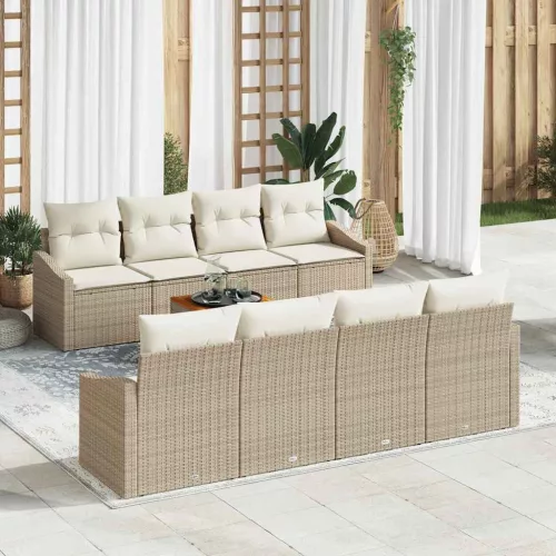 vidaXL Kerti Kanapé Szett 7 pcs Beige, fehér 55 x 55 x 37 cm