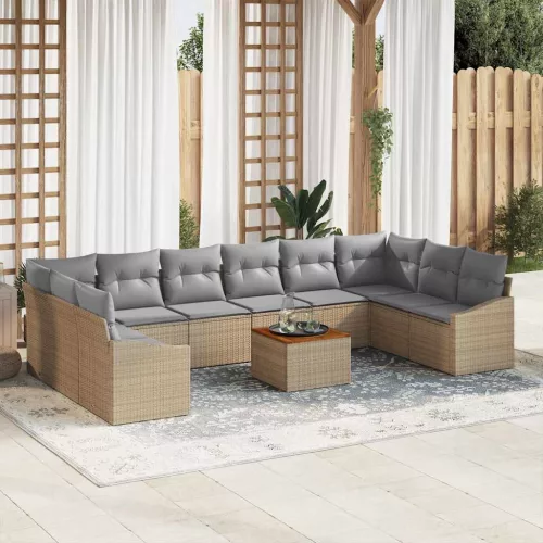 vidaXL Kerti Kanapé Szett 11 pcs Beige, világos szürke