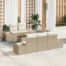   vidaXL Kerti kanapé szett 6 pcs Beige, fehér 55 x 55 x 37 cm