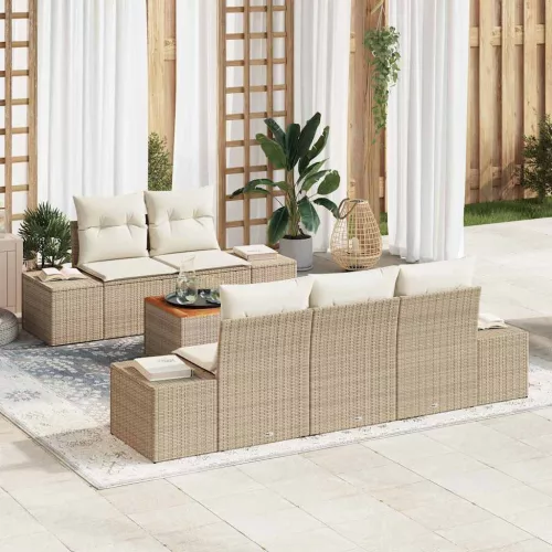 vidaXL Kerti kanapé szett 6 pcs Beige, fehér 55 x 55 x 37 cm