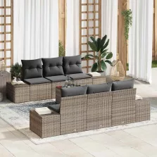 vidaXL Kerti Kanapé Szett 7 pcs Szürke