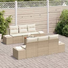 vidaXL Kerti Kanapé Szett 7 pcs Bézs és fehér