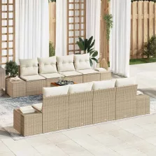   vidaXL Kerti kanapé szett 7 pcs Beige, fehér 55 x 55 x 37 cm