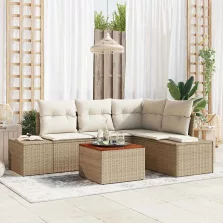   vidaXL Kerti kanapé szett 5 pcs Beige, fehér 55 x 55 x 37 cm