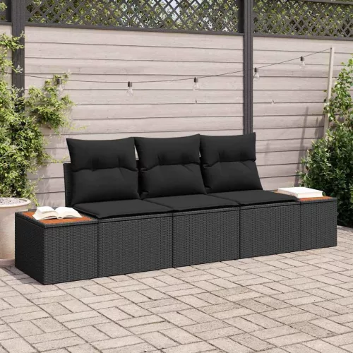 vidaXL Kerti Kanapé Szett 3 pcs Fekete 239 x 62 x 85 cm Poli rattan
