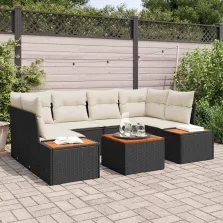   vidaXL Kerti Kanapé Szett párnával tárolóval 6 pcs Fekete Poli rattan