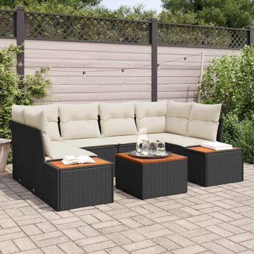vidaXL Kerti Kanapé Szett párnával tárolóval 6 pcs Fekete Poli rattan