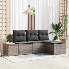   vidaXL Kerti Kanapé Szett 4 pcs Szürke 184 x 62 x 85 cm Poli rattan