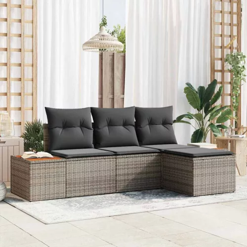 vidaXL Kerti Kanapé Szett 4 pcs Szürke 184 x 62 x 85 cm Poli rattan