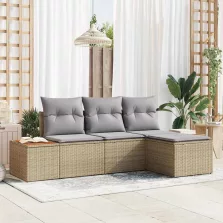   vidaXL Kerti Kanapé Szett 4 pcs bézs és világosszürke 184 x 62 x 85 cm