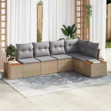   vidaXL Kerti Kanapé Szett párnával 5 pcs bézs és világosszürke