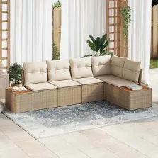   vidaXL Kerti Kanapé Szett 5 pcs bézs és krémszínű 264 x 154 x 85 cm