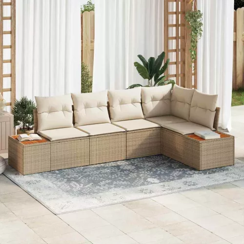 vidaXL Kerti Kanapé Szett 5 pcs bézs és krémszínű 264 x 154 x 85 cm