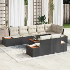   vidaXL Kerti Kanapé Szett 9 pcs Fekete és krémszínű 319 x 154 x 85 cm