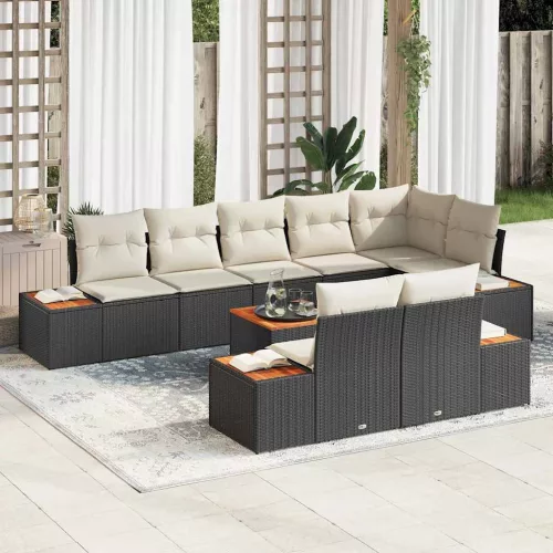 vidaXL Kerti Kanapé Szett 9 pcs Fekete és krémszínű 319 x 154 x 85 cm