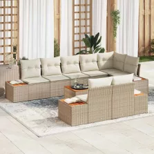   vidaXL Kerti Kanapé Szett 9 pcs bézs és krémszínű 319 x 154 x 85 cm