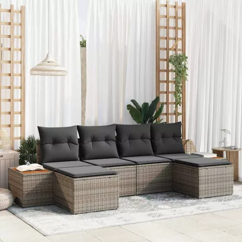 vidaXL Kerti Kanapé Szett 6 pcs Szürke 184 x 62 x 85 cm Poli rattan
