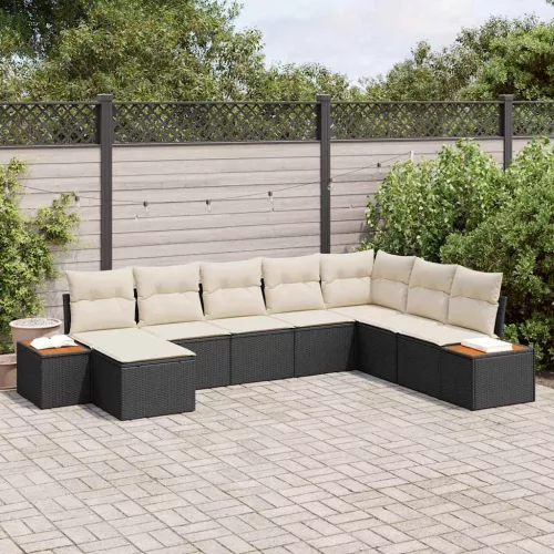 vidaXL Kerti Kanapé Szett 8 pcs Fekete és krémszínű 319 x 209 x 85 cm