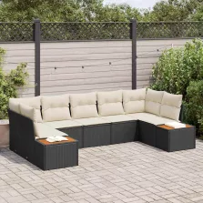   vidaXL Kerti Kanapé Szett 7 pcs Fekete és krémszínű 289 x 154 x 85 cm