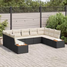   vidaXL Kerti Kanapé Szett 5 pcs Fekete és krémszínű 289 x 209 x 85 cm