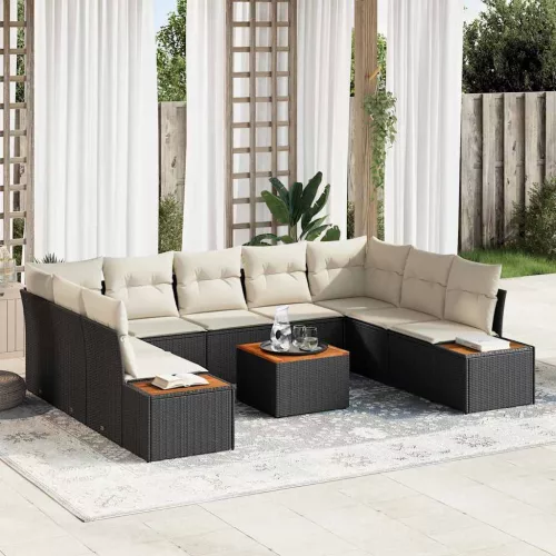 vidaXL Kerti Kanapé Szett 6 pcs Fekete és krémszínű 289 x 209 x 85 cm