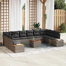   vidaXL Kerti Kanapé Szett 11 pcs Szürke 344 x 209 x 85 cm Poli rattan