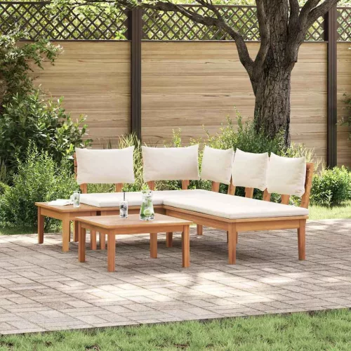 vidaXL Kert Pad Készlet párnával tárolóval 4 pcs Barna és Krém