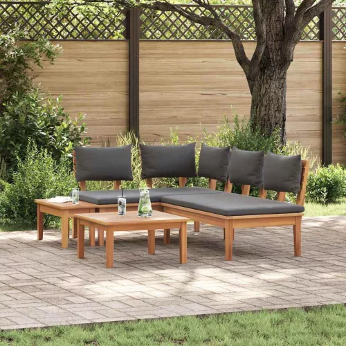 vidaXL Kert Pad Készlet párnával tárolóval 4 pcs Barna és Szürke