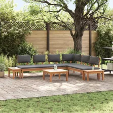   vidaXL Kert Pad Készlet párnával tárolóval 3 pcs Barna és Szürke