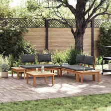   vidaXL Kert Pad Készlet párnával tárolóval 3 pcs Barna és Szürke