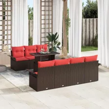   vidaXL Kerti Kanapé Szett párnával tárolóval 8 pcs Barna Poly Rattan