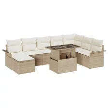   vidaXL Kerti Kanapé Szett párnával tárolóval 9 pcs Beige és krém