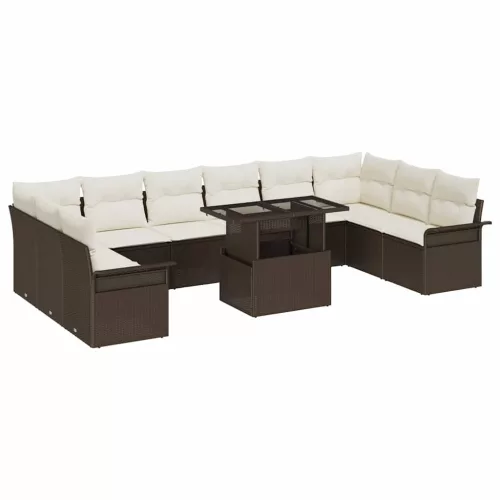 vidaXL Kerti Kanapé Szett 11 pcs Barna 100 x 55 x 73 cm Poli rattan