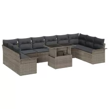   vidaXL Kerti Kanapé Szett 11 pcs Szürke 100 x 55 x 73 cm Poli rattan