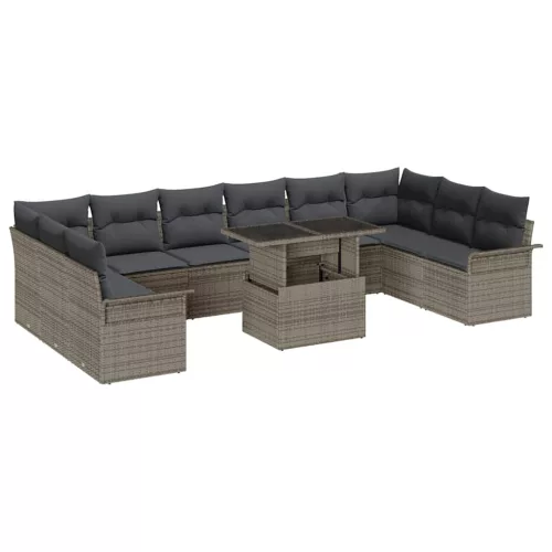 vidaXL Kerti Kanapé Szett 11 pcs Szürke 100 x 55 x 73 cm Poli rattan