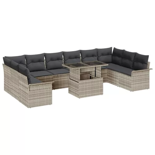 vidaXL Kerti Kanapé Szett 11 pcs Világosszürke 100 x 55 x 73 cm