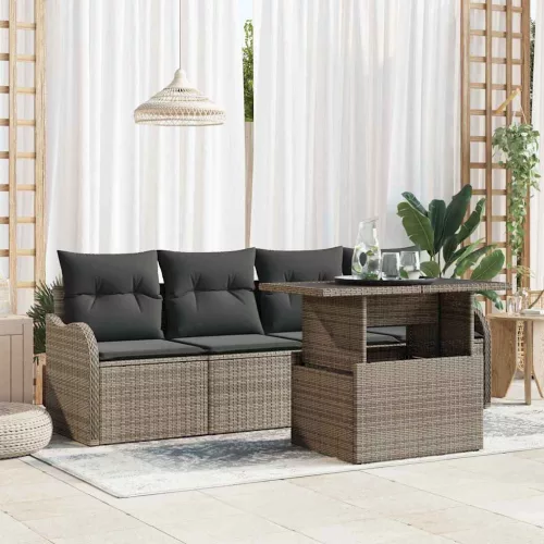 vidaXL Kerti Kanapé Szett 5 pcs Szürke 100 x 55 x 73 cm Poli rattan