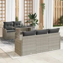   vidaXL Kerti Kanapé Szett 6 pcs Világosszürke 100 x 55 x 73 cm