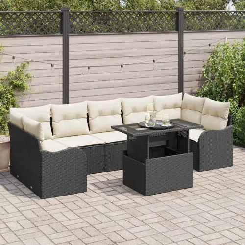 vidaXL Kerti Kanapé Szett 8 pcs Fekete 100 x 55 x 73 cm Poli rattan