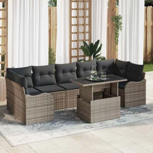 vidaXL Kerti Kanapé Szett 8 pcs Szürke 100 x 55 x 73 cm Poli rattan