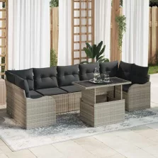   vidaXL Kerti Kanapé Szett 8 pcs Világosszürke 100 x 55 x 73 cm